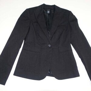 Body by Victoria Women's 1 Button Blazer Jacket Size 8 Black Cotton Suit Coat